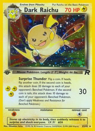 Dark Raichu 083/82 - 1st Edition Holofoil Team Rocket