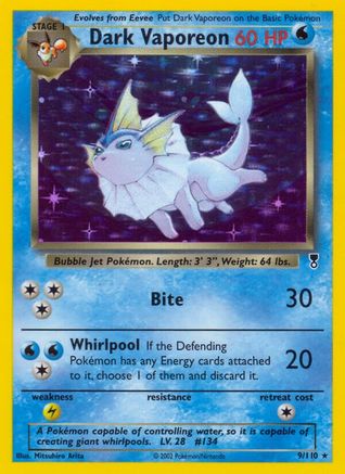 Dark Vaporeon 009/110  - Reverse Holofoil Legendary Collection