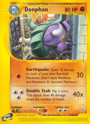 Donphan 007/147 - Reverse Holofoil Aquapolis