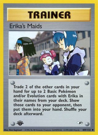 Erika's Maids 109/132 - 1st Edition Gym Heroes
