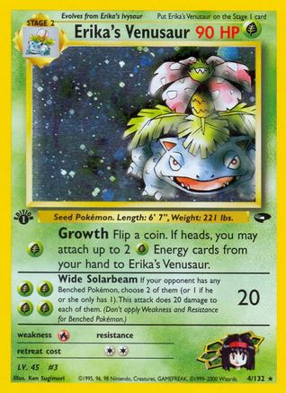 Erika's Venusaur 004/132 - 1st Edition Holofoil Gym Challenge