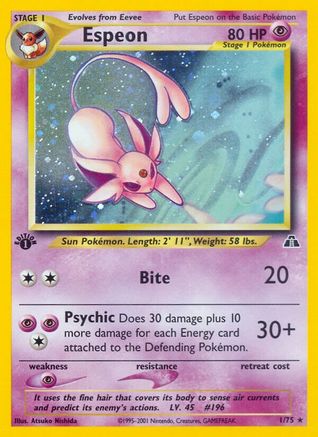 Espeon 001/75 - 1st Edition Holofoil Neo Discovery