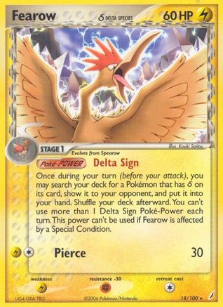 Fearow (Delta Species) 018/100 - Reverse Holofoil Crystal Guardians