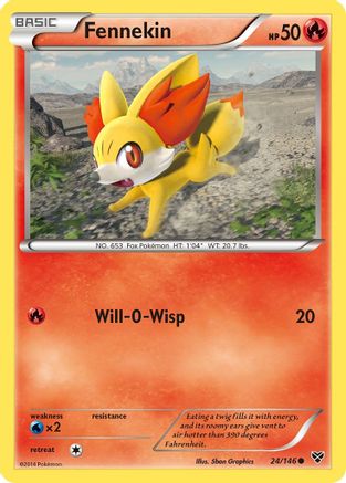 Fennekin 024/146  - Reverse Holofoil XY Base Set