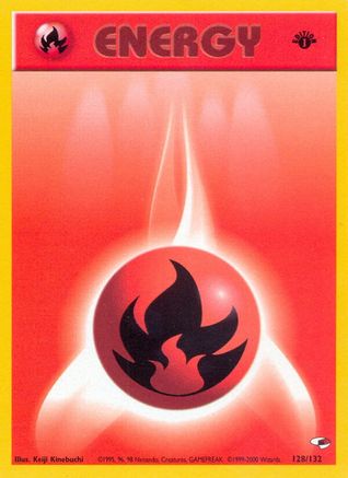 Fire Energy 128/132 - 1st Edition Gym Heroes