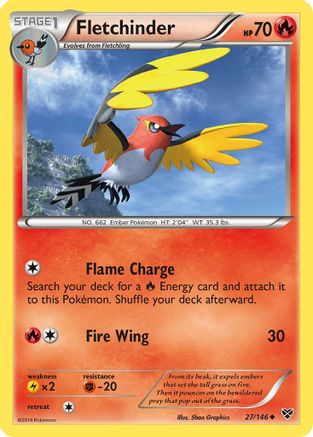 Fletchinder 027/146  - Reverse Holofoil XY Base Set
