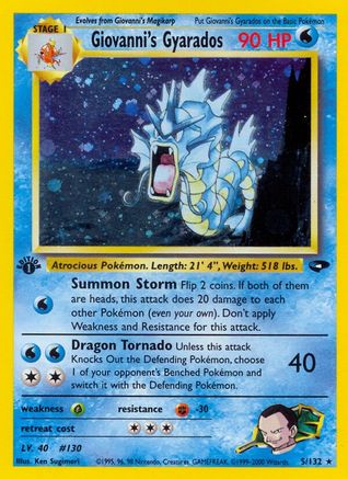 Giovanni's Gyarados 005/132 - 1st Edition Holofoil Gym Challenge
