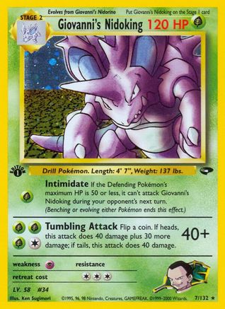 Giovanni's Nidoking 007/132 - 1st Edition Holofoil Gym Challenge