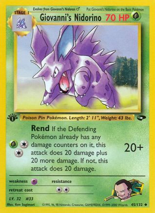 Giovanni's Nidorino 045/132 - 1st Edition Gym Challenge