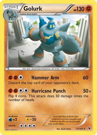 Golurk 072/101  - Reverse Holofoil Noble Victories