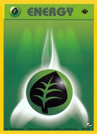 Grass Energy 129/132 - 1st Edition Gym Heroes