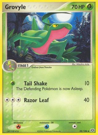 Grovyle 028/106 - Reverse Holofoil Emerald