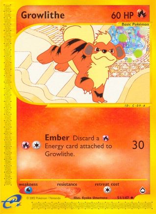Growlithe 051/147 - Reverse Holofoil Aquapolis