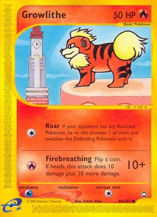 Growlithe 080/147 - Reverse Holofoil Aquapolis