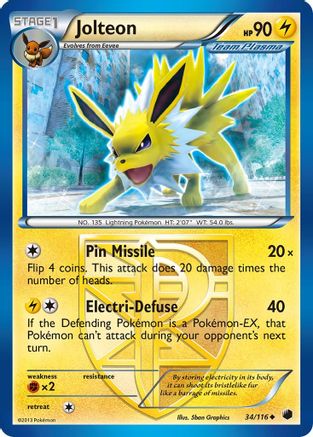 Jolteon (Team Plasma) 034/116  - Reverse Holofoil Plasma Freeze