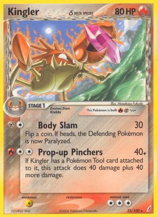 Kingler (Delta Species) 022/100 - Reverse Holofoil Crystal Guardians