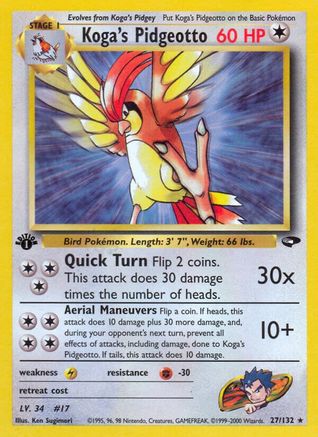 Koga's Pidgeotto 027/132 - 1st Edition Gym Challenge