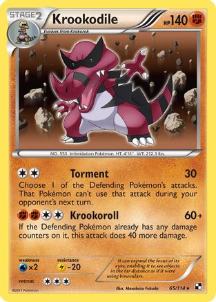 Krookodile 065/114  - Reverse Holofoil Black and White