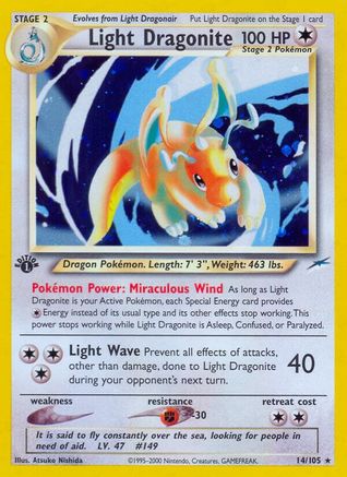 Light Dragonite 014/105 - 1st Edition Holofoil Neo Destiny