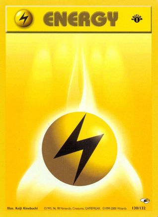 Lightning Energy 130/132 - 1st Edition Gym Heroes