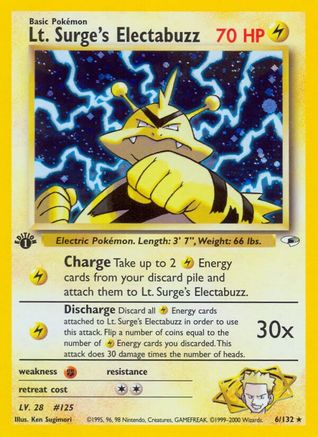 Lt. Surge's Electabuzz 006/132 - 1st Edition Holofoil Gym Heroes