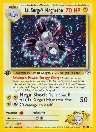 Lt. Surge's Magneton 008/132 - 1st Edition Holofoil Gym Heroes