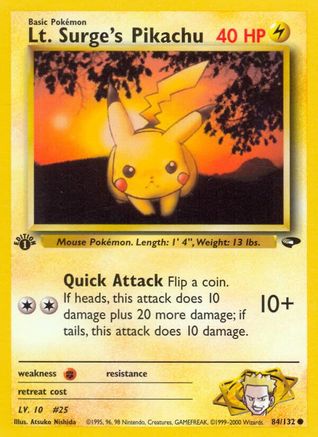 Lt. Surge's Pikachu 084/132 - 1st Edition Gym Challenge