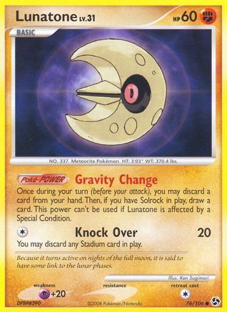 Lunatone 076/106  - Reverse Holofoil Great Encounters