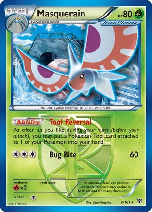 Masquerain (Team Plasma) 002/101  - Reverse Holofoil Plasma Blast