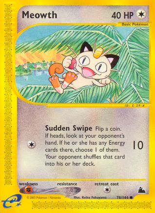 Meowth 078/144 - Reverse Holofoil Skyridge