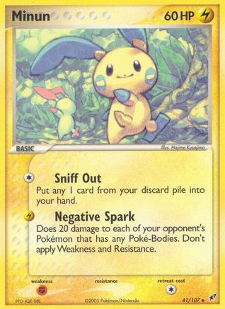 Minun 041/107 - Reverse Holofoil Deoxys