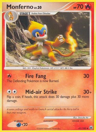 Monferno 041/100  - Reverse Holofoil Majestic Dawn