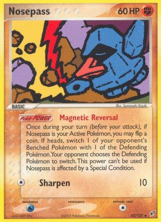 Nosepass 042/107 - Reverse Holofoil Deoxys