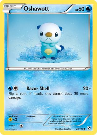 Oshawott 028/114  - Reverse Holofoil Black and White