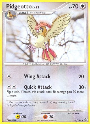 Pidgeotto 058/132  - Reverse Holofoil Secret Wonders