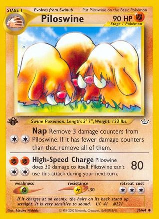 Piloswine 036/64 - 1st Edition Neo Revelation