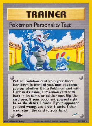 Pokemon Personality Test 102/105 - 1st Edition Neo Destiny
