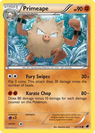 Primeape 060/116  - Reverse Holofoil Plasma Freeze
