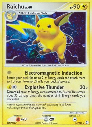 Raichu 015/123  - Reverse Holofoil Mysterious Treasures