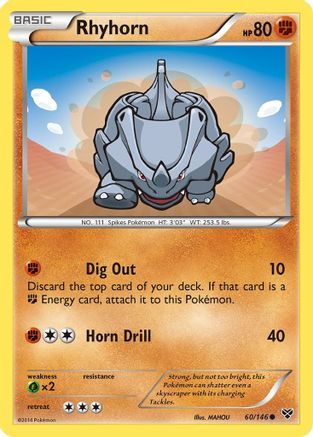 Rhyhorn 060/146  - Reverse Holofoil XY Base Set