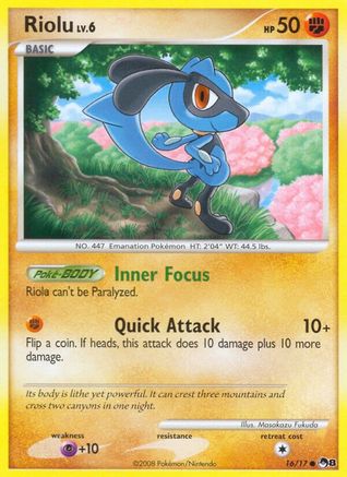 Riolu 016  - Reverse Holofoil POP Series 8