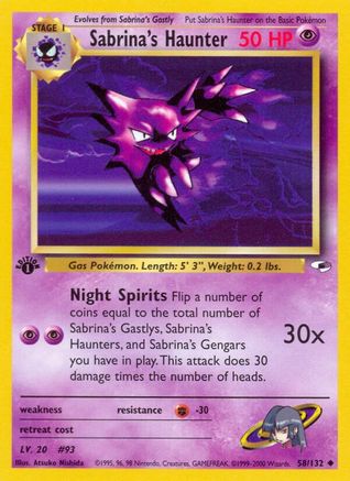 Sabrina's Haunter 058/132 - 1st Edition Gym Heroes