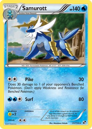 Samurott 031/114  - Reverse Holofoil Black and White