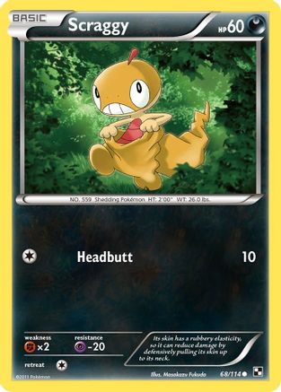 Scraggy 068/114  - Reverse Holofoil Black and White
