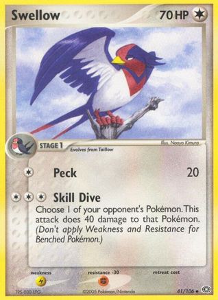 Swellow 041/106 - Reverse Holofoil Emerald