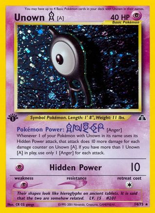 Unown [A] 014/75 - 1st Edition Holofoil Neo Discovery