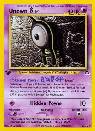 Unown [A] 033/75 - 1st Edition Neo Discovery