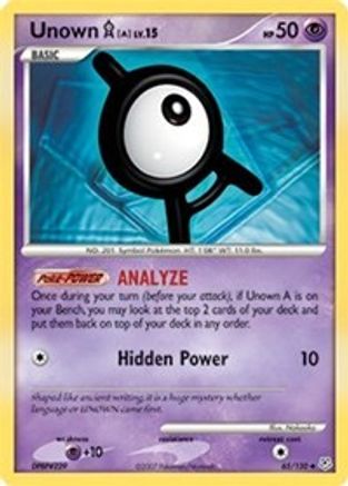 Unown [A] 065/130  - Reverse Holofoil Diamond and Pearl