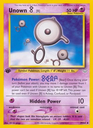 Unown [B] 039/64 - 1st Edition Neo Revelation