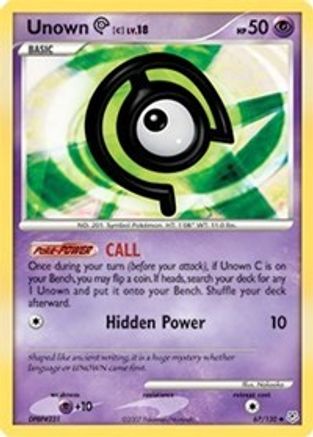 Unown [C] 067/130  - Reverse Holofoil Diamond and Pearl